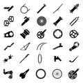 Fresh bicycle part Icons Pack. Icon of bicycle component.Mountain bike parts. Vector Ilustration. Royalty Free Stock Photo