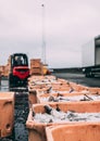 Fish in the boxes of ice in the harbor pier in Iceland Royalty Free Stock Photo