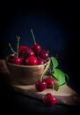 Fresh Bing Cherries in Wood Bowl