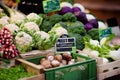 Fresh bio mushrooms and various vegetables on farmer market in Strasbourg, France Royalty Free Stock Photo