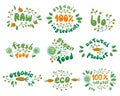 Vector set of healthy organic food labels.