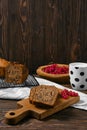Fresh biscuit cake with walnut on the table Royalty Free Stock Photo