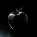 A fresh black apple on black background generative AI