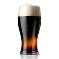 Fresh Black Beer glass with foam isolated on white background Royalty Free Stock Photo