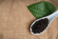 Fresh black cambodian pepper corn in bowl, cooking preparation