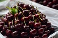 Fresh Black cherries ,Berry fruit in market shop. Royalty Free Stock Photo