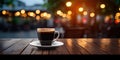 Fresh Black Coffee in Outdoor Cafe, Coffee Cup in Coffeeshop City, Black Coffee on Restaurant Table Royalty Free Stock Photo