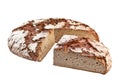 Fresh black round bread, sliced, isolated on white background Royalty Free Stock Photo