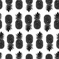 Fresh Black and White Pineapples Geometric Vector Repeat Seamless Pattrern in Classic Colors. Great for fabric