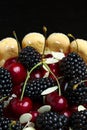 Fresh blackberry and cherry cake Royalty Free Stock Photo