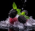 Fresh blackberry with drops of water