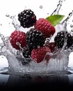 Fresh blackberry with drops of water