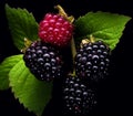 Fresh blackberry with drops of water