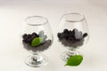 Fresh blackberry in glasses. Liqueur concept Royalty Free Stock Photo