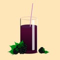 Fresh blackberry juice. Berry juice on a light background. Blackberry juice vector illustration