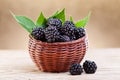 Fresh blackberry in small fruit basket