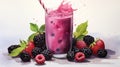 Fresh Blackberry Smoothie with fruits on white background Illustration. A glass of Blackberry juice with Blackberry and fruits on