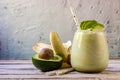 Fresh blended Banana and avocado smoothie Royalty Free Stock Photo