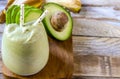 Fresh blended Banana and avocado smoothie Royalty Free Stock Photo