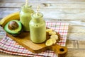 Fresh blended Banana and avocado smoothie Royalty Free Stock Photo