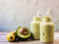 Fresh blended Banana and avocado smoothie