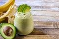 Fresh blended Banana and avocado smoothie