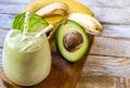 Fresh blended Banana and avocado smoothie