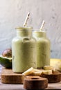 Fresh blended Banana and avocado smoothie Royalty Free Stock Photo