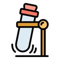 Fresh Blood Test Tube Icon Color Outline Vector