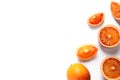 Fresh bloody oranges on white background. Citrus fruits