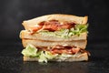 Fresh BLT Sandwich with Bacon Lettuce and Tomato Royalty Free Stock Photo