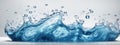 fresh blue natural drink water wave wide panorama with bubbles concept isolated white background Royalty Free Stock Photo