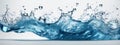 fresh blue natural drink water wave wide panorama with bubbles concept isolated white background Royalty Free Stock Photo