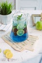 Fresh blue sprite drink orange detox mint