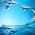 Fresh blue wave of water background - ai generated image Royalty Free Stock Photo