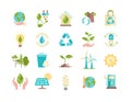 Fresh blue, yellow and green ecology icons Royalty Free Stock Photo