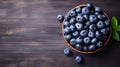 Fresh blueberries background with blank space for your text. Blueberry antioxidant. generative ai
