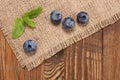 Fresh blueberries on a background of burlap Royalty Free Stock Photo