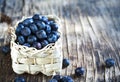 Fresh blueberries in basket. Royalty Free Stock Photo