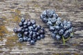 Fresh blueberries and grapes on wooden background Royalty Free Stock Photo