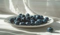 Fresh blueberries scattered on a white plate Royalty Free Stock Photo