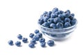 Fresh blueberries in a transparent bowl isolated on white background Royalty Free Stock Photo