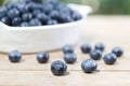 Fresh blueberries on the wooden table Royalty Free Stock Photo
