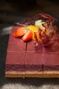 Fresh blueberry cheesecake slice, cream Royalty Free Stock Photo