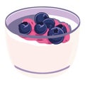 Fresh blueberry dessert in organic fruit bowl