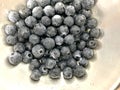 Fresh blueberry fork Healthy fruit in a stainless steel bowl Royalty Free Stock Photo