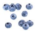 Fresh blueberry isolated on white background. Bilberry or whortleberry berries. Collection. Clipping path. Royalty Free Stock Photo