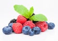 Fresh blueberry raspberry and blackberry with mint Royalty Free Stock Photo