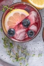 Fresh blueberry summer mojito cocktail. Blueberry lemonade or sa Royalty Free Stock Photo