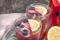 Fresh blueberry summer mojito cocktail. Blueberry lemonade or sa Royalty Free Stock Photo